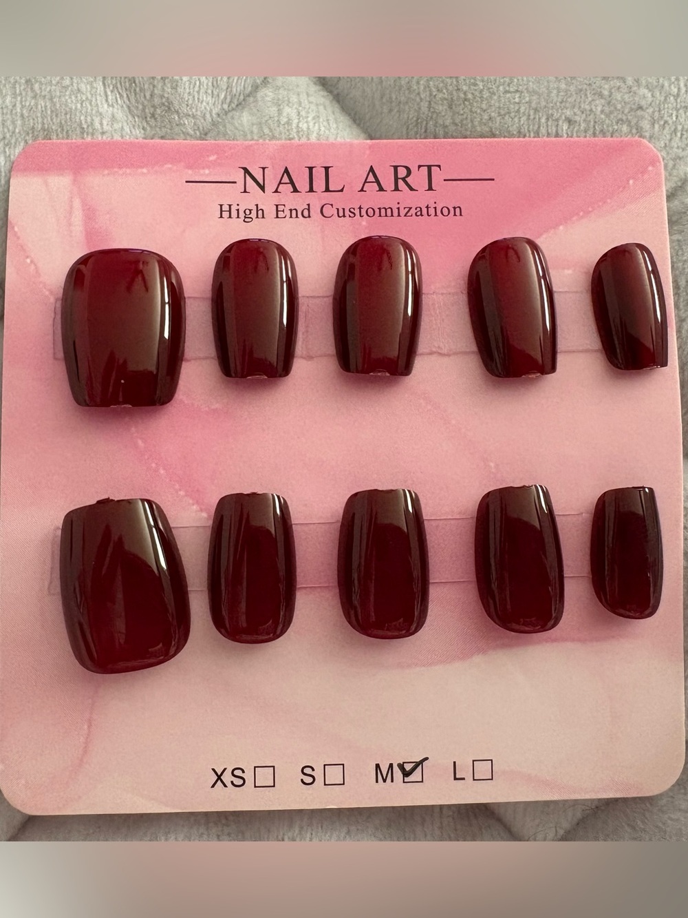 Press-On Nails - Burgundy Medium